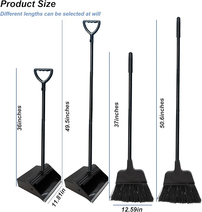 Broom with Dustpan Combo Set Outdoor Upright Dustpan and Broom Set with Long - Image 6