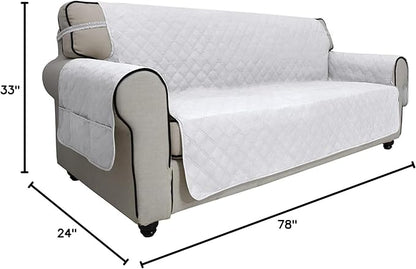 Easy-Going Sofa Slipcover Waterproof Oversized Couch Cover Non-Slip Sofa Cover for 3 Cushion Couch Washable Furniture Protector for Pets Kids Children Dog (Oversized Sofa, White)