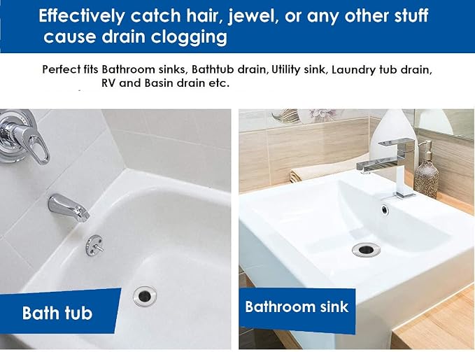 Bathtub Drain Strainer, Bathtub Cover Drain Hair Catcher Fits Standard - Image 4