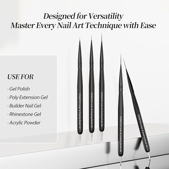 Nail Art Liner Brushes 5Pcs - Image 6