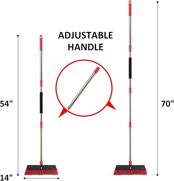 14” Push Broom with 70” Adjustable Handle - Image 2