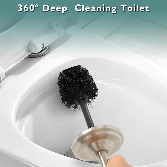 Stain Nickel Toilet Brush and Holder Set, Stainless Steel Toilet Brush - Image 2