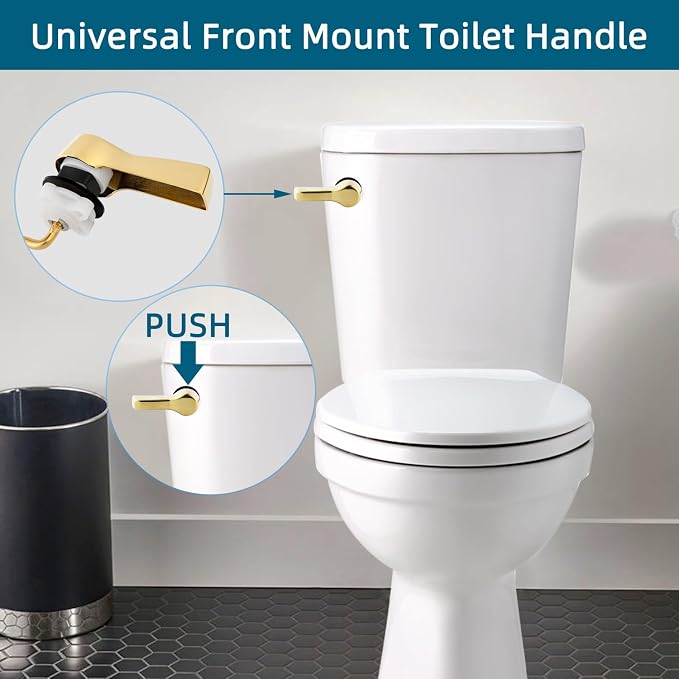 Hygie Rinse Metal Toilet Handle Lever Flush Replacement, Universal Front Mount - Image 4