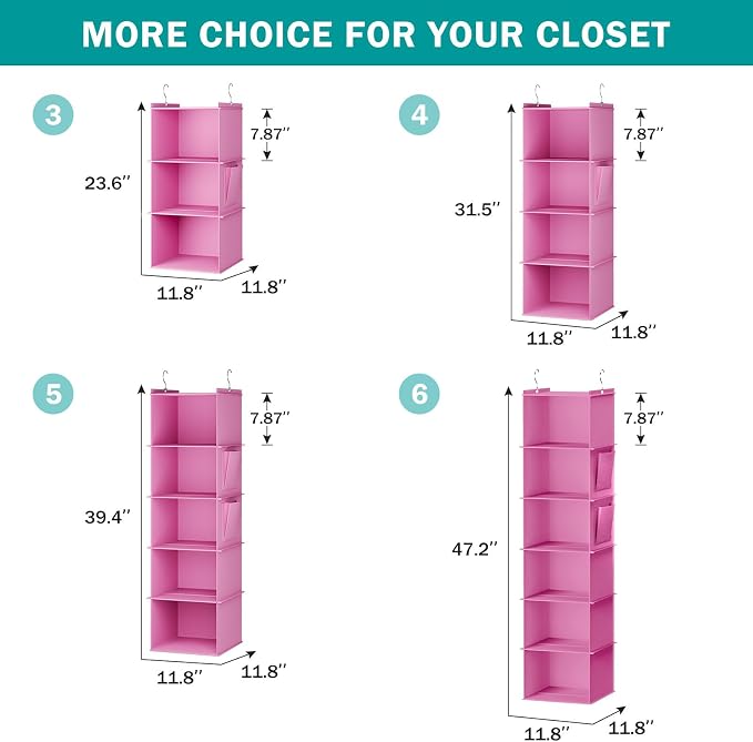 YOUDENOVA Hanging Closet Organizer, 5-Shelf Closet Hanging Storage Shelves - Image 6
