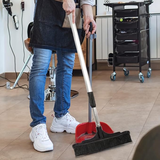 ForPro Extendable Salon Broom, Non-Scratch Rubber Bristles, Aluminum Handle - Image 6