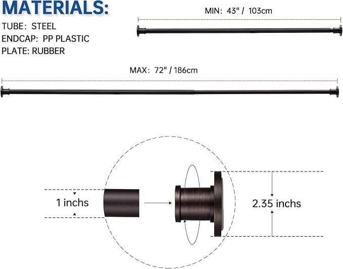 BRIOFOX Industrial Shower Curtain Rod - Image 6