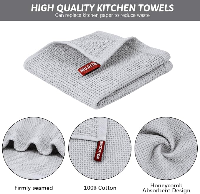 Nialnant 100% Cotton Cleaning Rags, 6 Pack Waffle Weave Dish Cloths, Super - Image 3