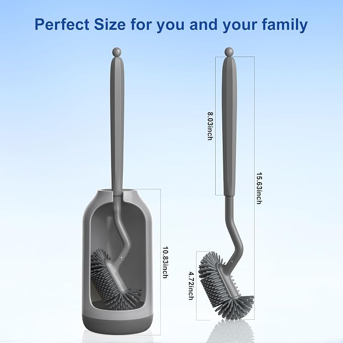 HAMITOR Toilet Bowl Brush Holder Set: Deep Cleaning Silicone Toilet Cleaner - Image 8