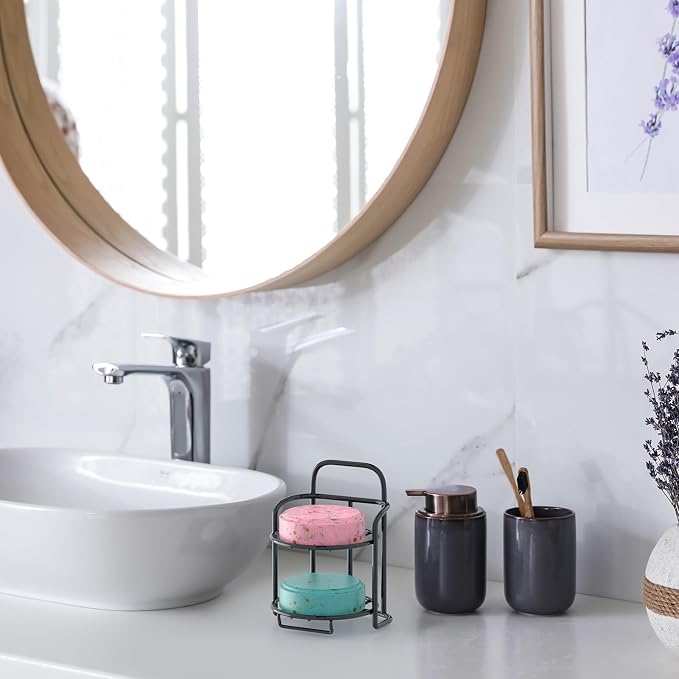 2-Tier Shower Soap Shampoo Bar Holder, Self Adhesive & Freestanding Draining - Image 5