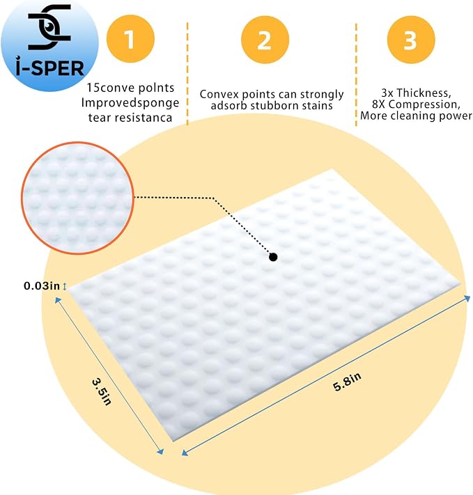 60 PCS Magic Sponge Eraser Sheets, Reusable Upgrade Convex Point Scrub Pad - Image 4