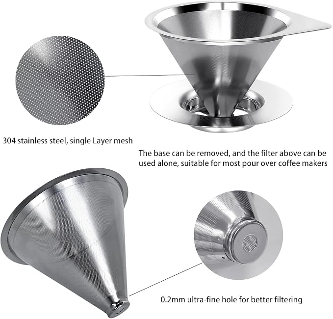 LHS Pour Over Coffee Dripper Reusable Coffee Filter Paperless Coffee Filter - Image 2