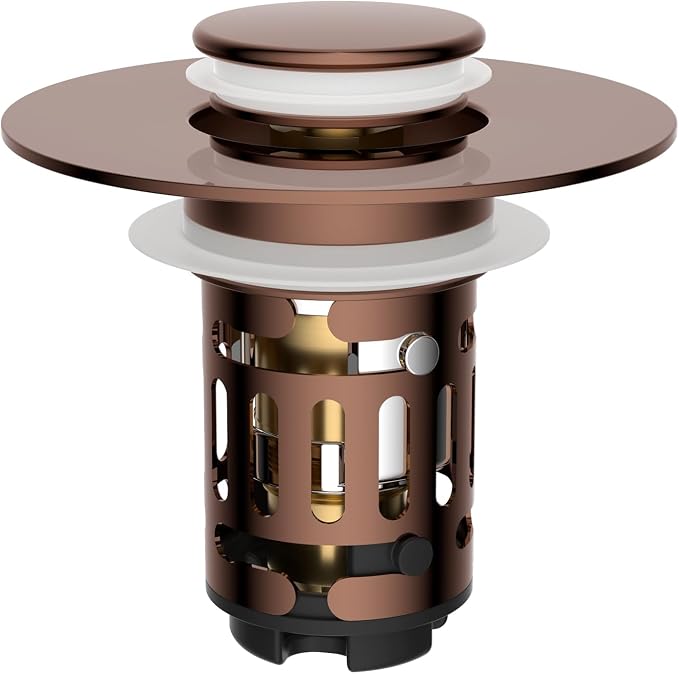Hibbent Upgraded 3 in 1 Bathroom Sink Drain Strainer, Universal Pop Up Stopper by Hibbent