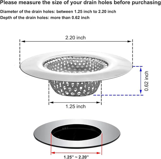 1.25" Small Drain Strainer, Sink Drain Hair Catcher, Bathroom Sink Strainer - Image 2