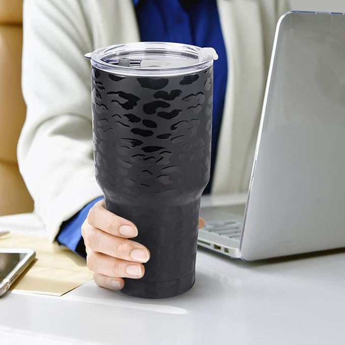 D·S 30oz Black Leopard Tumbler Stainless Steel Insulated Travel Mug - Image 6