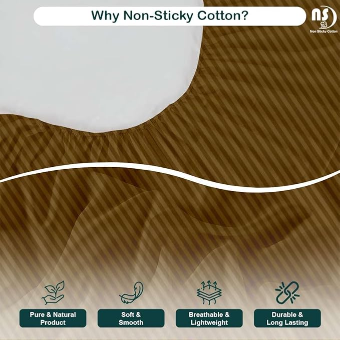 NON Sticky cotton Full Size Sleeper Sofa Sheets, 4 Piece Egyptian Cotton Bed Sheet Set for Sofa Bed, 8" Deep Pocket for Pull Out Couch Mattress, 54" x 75", Taupe Stripe, Soft & Breathable