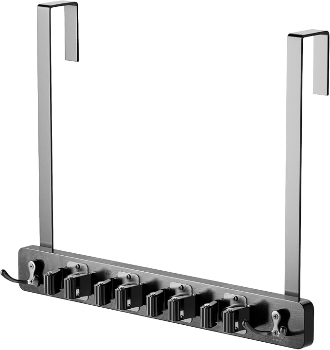 Mop and Broom Holder Wall Mount, No Drill Over the Door Broom and Mop Holder - Image 8