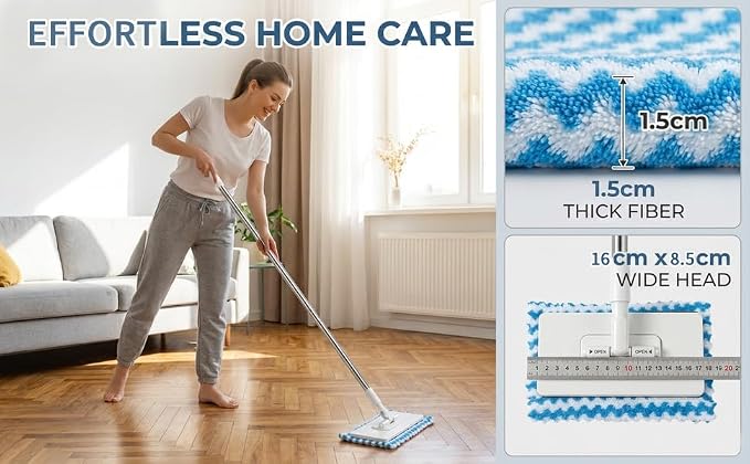 Snap Grip Mini Mop, Zero Touch MiniMop, Disposable Clip Mopstick Reusable Cloths - Image 6