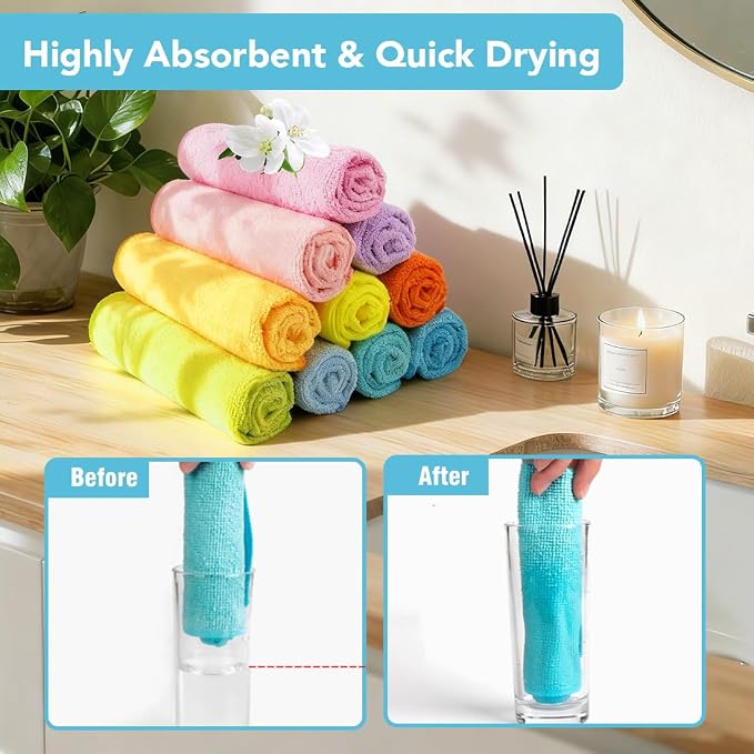Orighty Washcloths Towels Set 10 Pack, Highly Absorbent and Soft Feel - Image 3