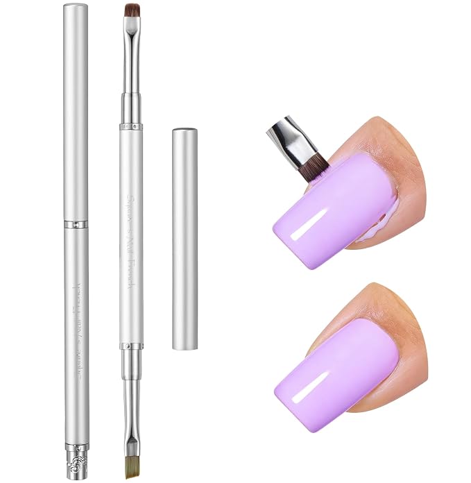 Nail Clean Up Brush, Double-Ended Flat & Fine Angled Acetone Resistant Nail by Rosiour