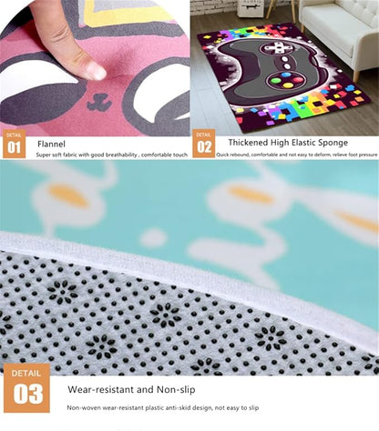 Outer Space Universe Area Rug for Boys Bedroom Galaxy Planet Printed Throw Rugs Starry Sky Carpets for Living Dinning Room Machine Washable, 3'×5'
