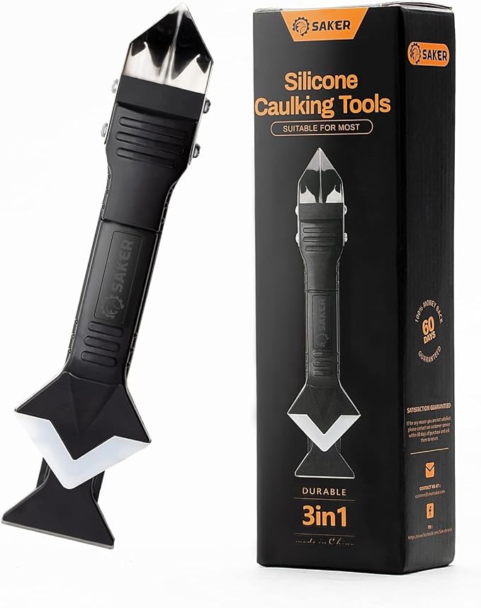 Saker Silicone Caulking Tools-3 in 1 Sealant Finishing Tool Grout Remove Scraper by Saker