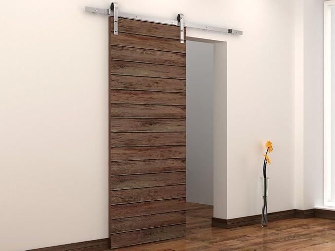 Stainless Steel J-Shape Basic Contemporary Sliding Barn Door Hardware Kit - Image 7