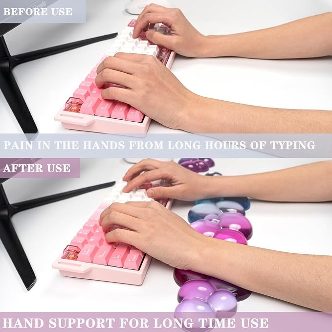 Ergonomic Cloud Silicone Gel Keyboard and Mouse Wrist Rest Set – Clear Wrist - Image 4