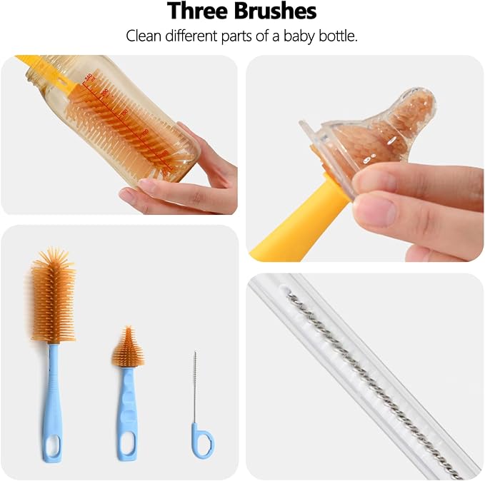 Portable Baby Bottle Brush Kit Premium Silicone Bottle Cleaner Brush, Nipple - Image 4