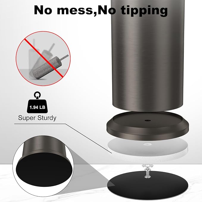 Pewter Toilet Brush and Holder，Extra Long Handled Toilet Brush - Image 2