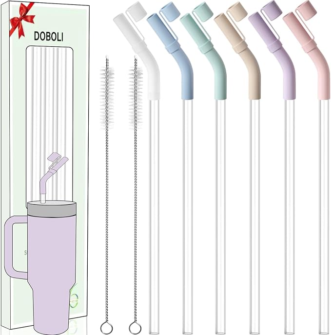 Doboli 6 Pack Reusable Drinking Long Straws by Doboli