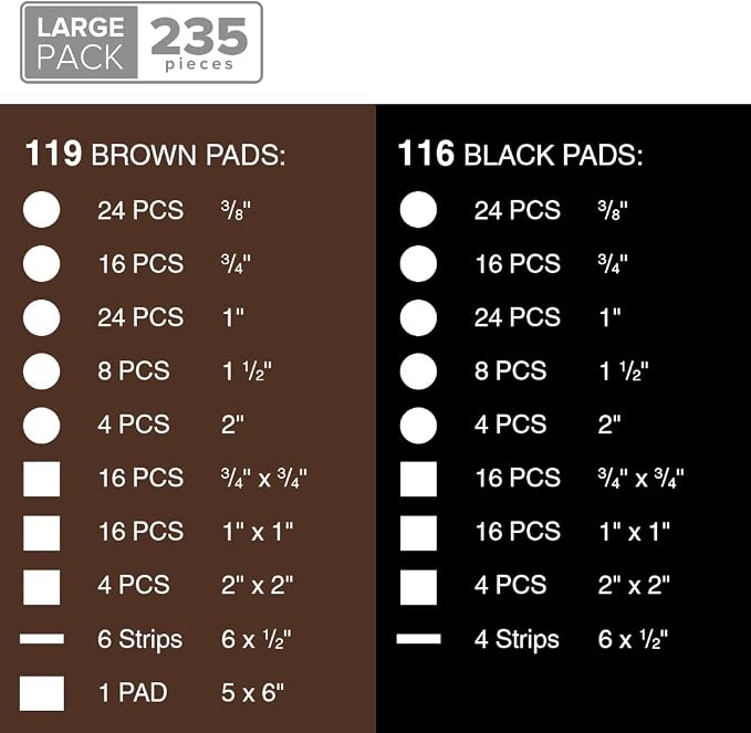 235 pcs Felt Furniture Pads Brown & Black X-Protector! Huge Quantity of - Image 5