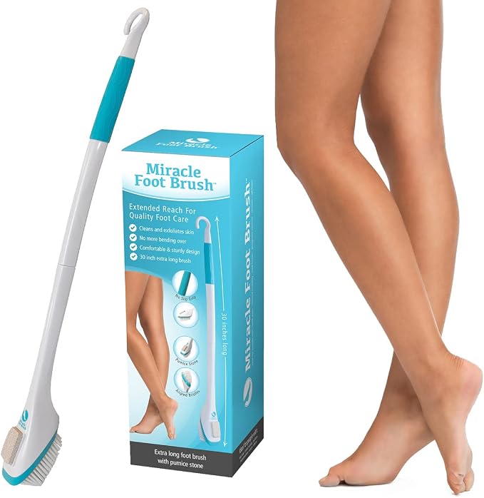 Miracle Foot Brush 30" w/ Scrubbing Pumice Stone and Shower Grip Handle - Image 2