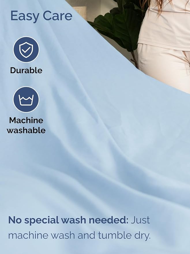 Extra Deep Pocket Queen Sheet Set - 4 Piece Breathable & Cooling Bed Sheets - Hotel Luxury Sheet Set - Soft, Wrinkle Free & Comfy - Easily Fits Extra Deep Mattresses - Deep Pocket Light Blue Sheets