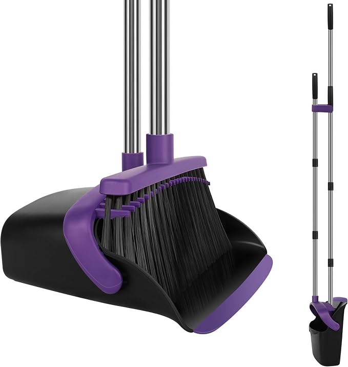 Large Broom and Dustpan Set, Self Cleaning Dustpan by Unknown