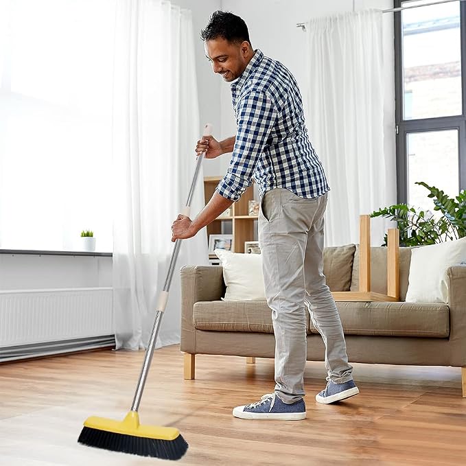 Push Broom with Long Handle, Floor Brush 49.6 inch Soft Bristle Broom 12.2" Wide - Image 5