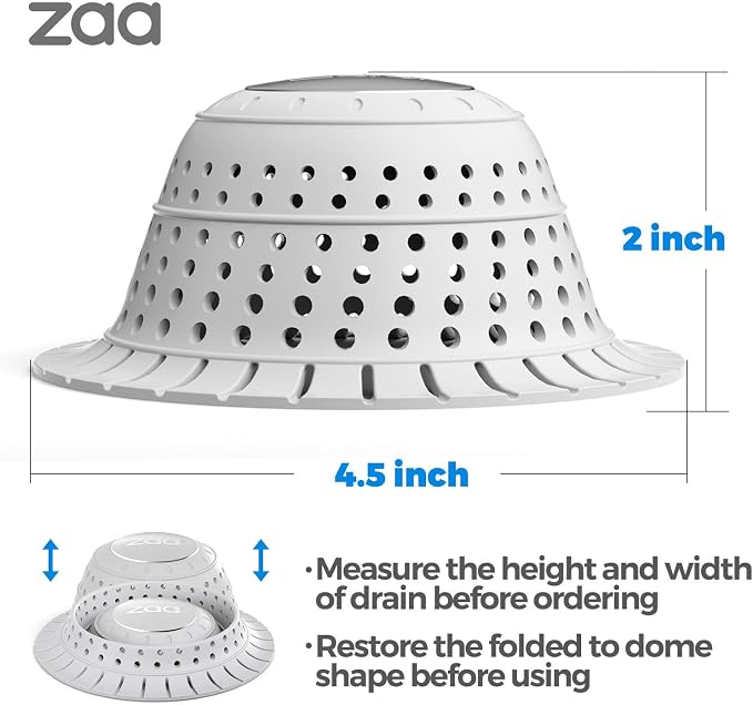 zaa Bathtub Drain Hair Catcher, Premium Silicone Collapsible 1 Pack Drain - Image 6