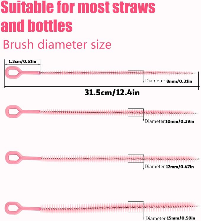 6pcs Straw Cleaner Brushes for Stanley, 31.5cm/12.4in Extra Long Full Bristles - Image 2