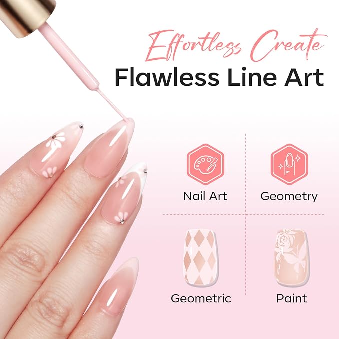 modelones Pink French Tip Liner Gel Polish, 15 ML Light Baby Blush Pastel Color - Image 3