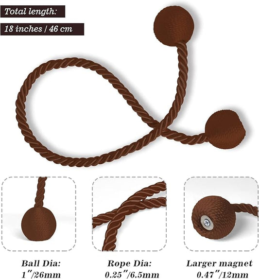 Hion Magnetic Curtain Tiebacks Dark Brown 6 Pack, Curtain Tiebacks Buckles - Image 2