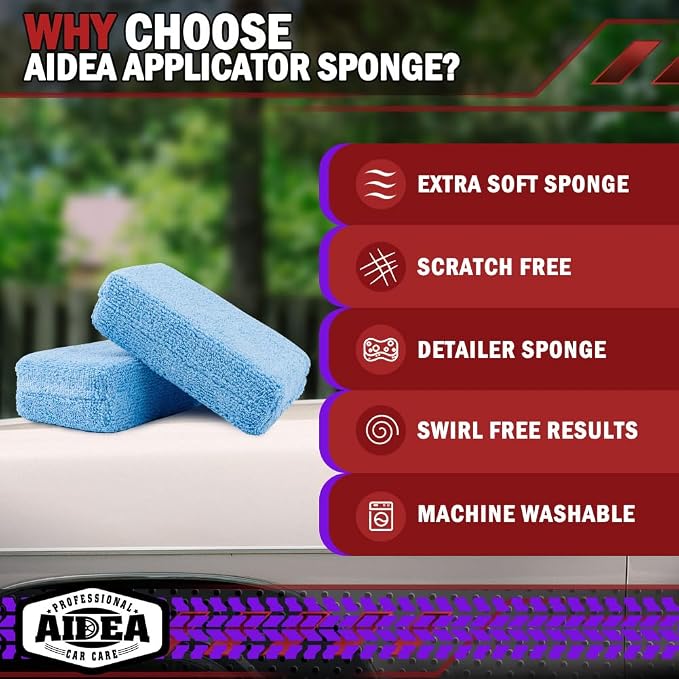 AIDEA Microfiber Applicator Pad-8Pack, Car Wash Sponge, Premium Microfiber - Image 3