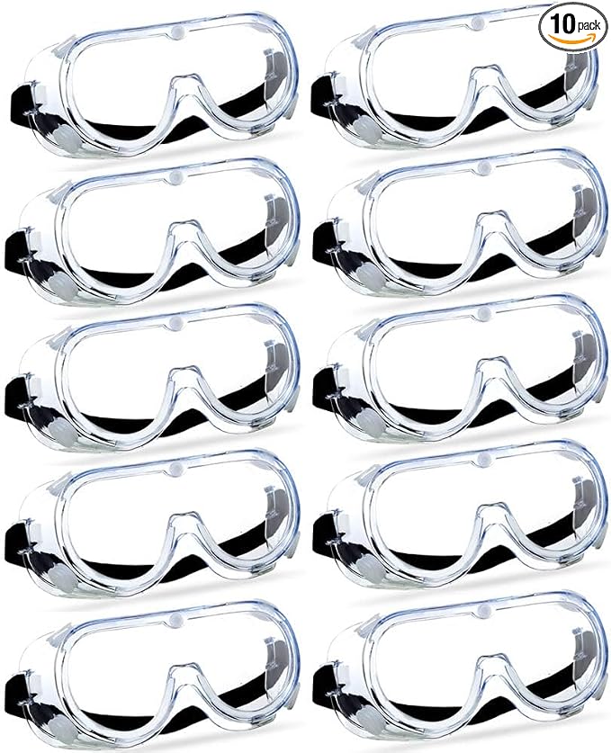 Super More 10PCS Anti-Fog Protective Safety Goggles Clear Lens Wide-Vision by SuperMore