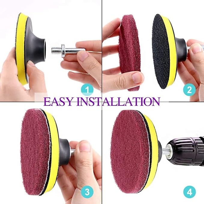 Auniwaig 2Pcs 7 Inch 1000-Grit Drill Power Brush Tile Scrubber Scouring Pads - Image 7