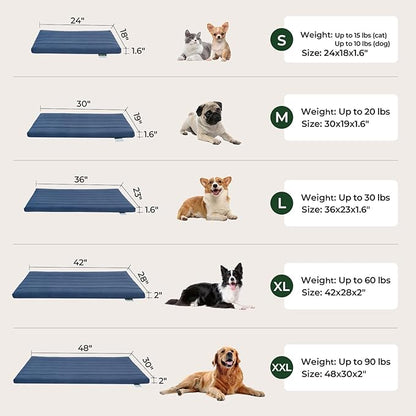 BALANCE Dog Crate Bed, Orthopedic Dog Bed Pad with Waterproof Liner, Washable Crate Foam Pet Mat for Large, Medium, Puppy Dogs Breeds, Mint Leaf, 48"x30"x2"