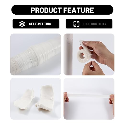 Self Fusing Silicone Tape 2 Rolls 1 in x 10' White Waterproof Rescue Tape - Image 4