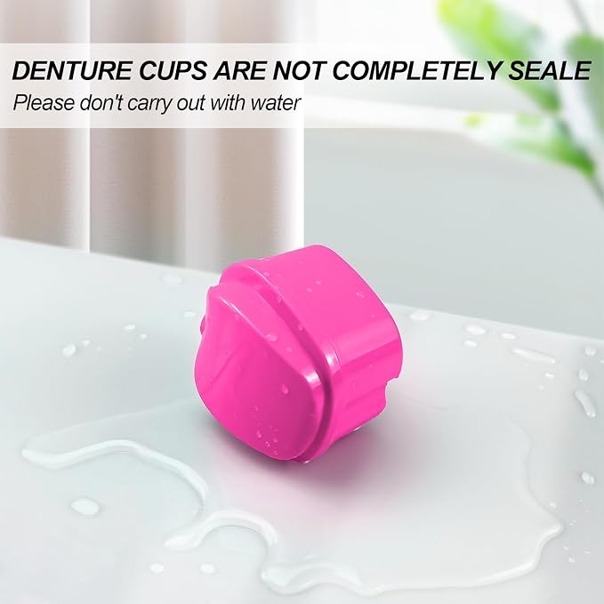 2 Pack Colors Denture Bath Case Cup Retainer Cleaner Holder Case False Teeth - Image 8
