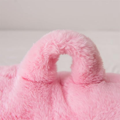 Holawakaka Standard Faux Fur Bed Rest Pillow with Arms, Rabbit Fur Reading Pillows Perfect for Adults, Teens, Kids, Arm, Back, Pregnancy Lumbar & Head Neck Coccyx Lower Back Support Cushion (Pink)
