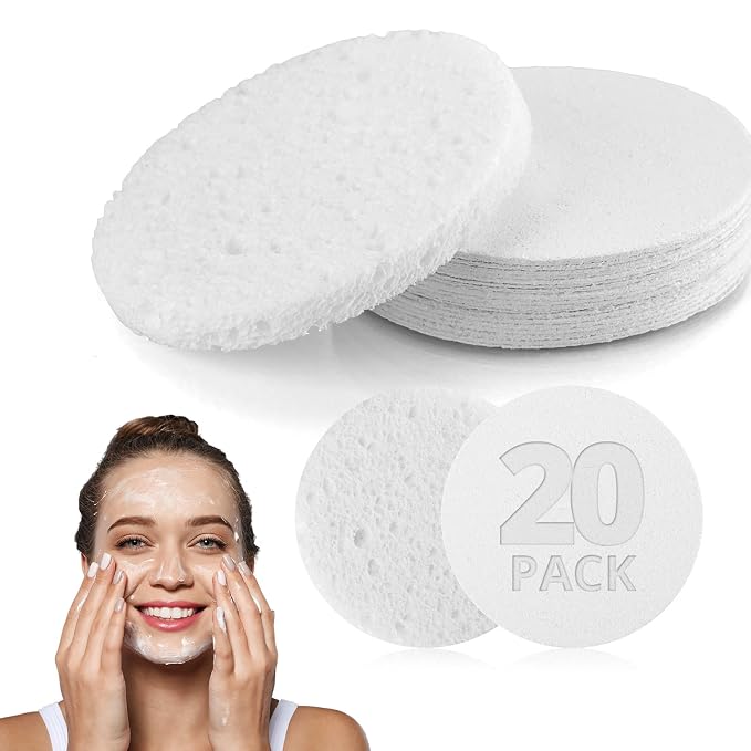 Natural Facial Cleansing Sponges- 20 Count Compressed Facial Sponges Cellulose by Unknown
