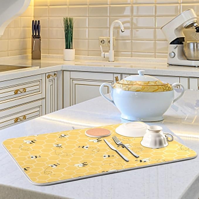 Funny Bees Honey Dish Drying Mat 16x18 - Image 6