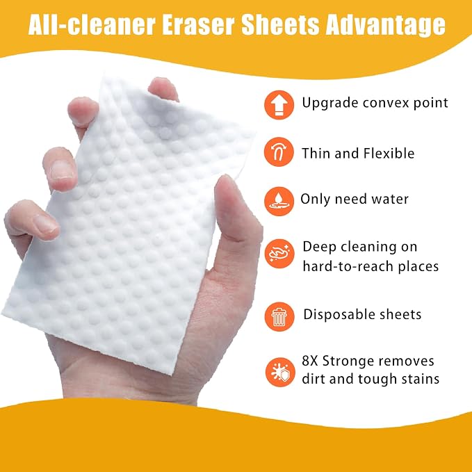 60 PCS Magic Cleaning Sponge Eraser Sheets, Reusable Upgrade Convex Point Scrub - Image 4