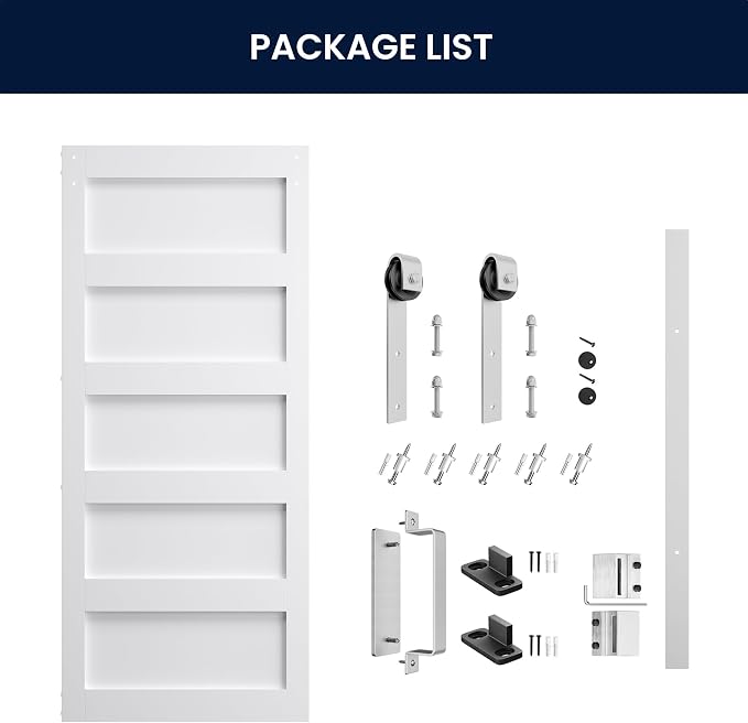 SmartStandard 36x96 inch White Barn Door - Image 7